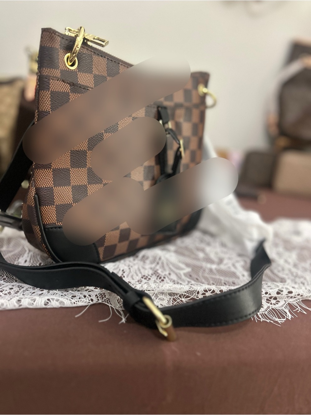 Brown Check Crossbody